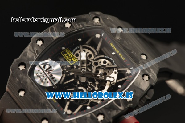 Richard Mille RM35-02 Carbon Fiber With Red Crown Miyota 9015 Movement 1:1 Clone Black Rubber - Click Image to Close